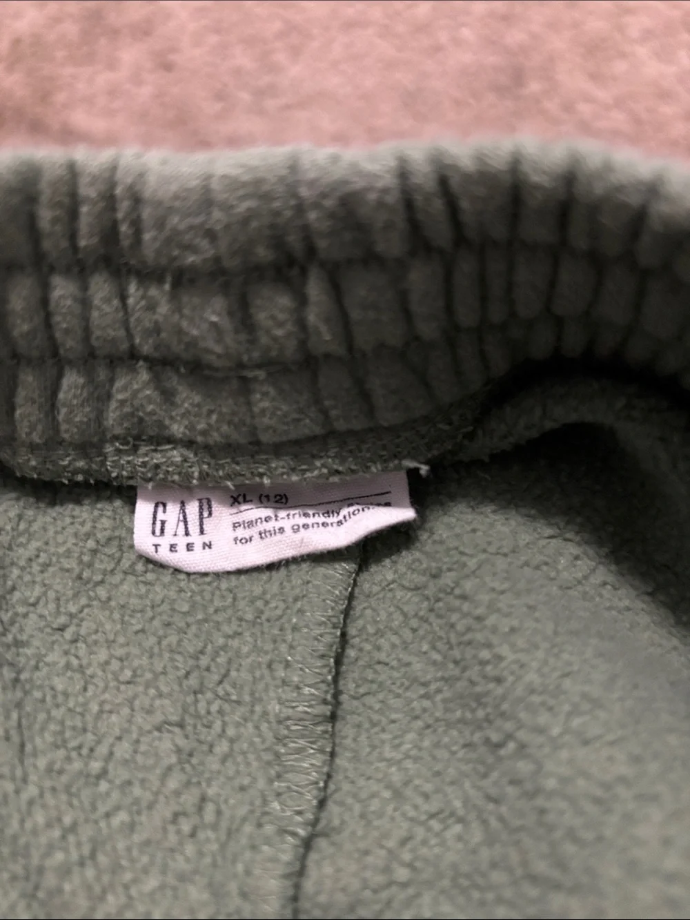 Gap Teen Green Fleece Joggers with Drawstring Waist